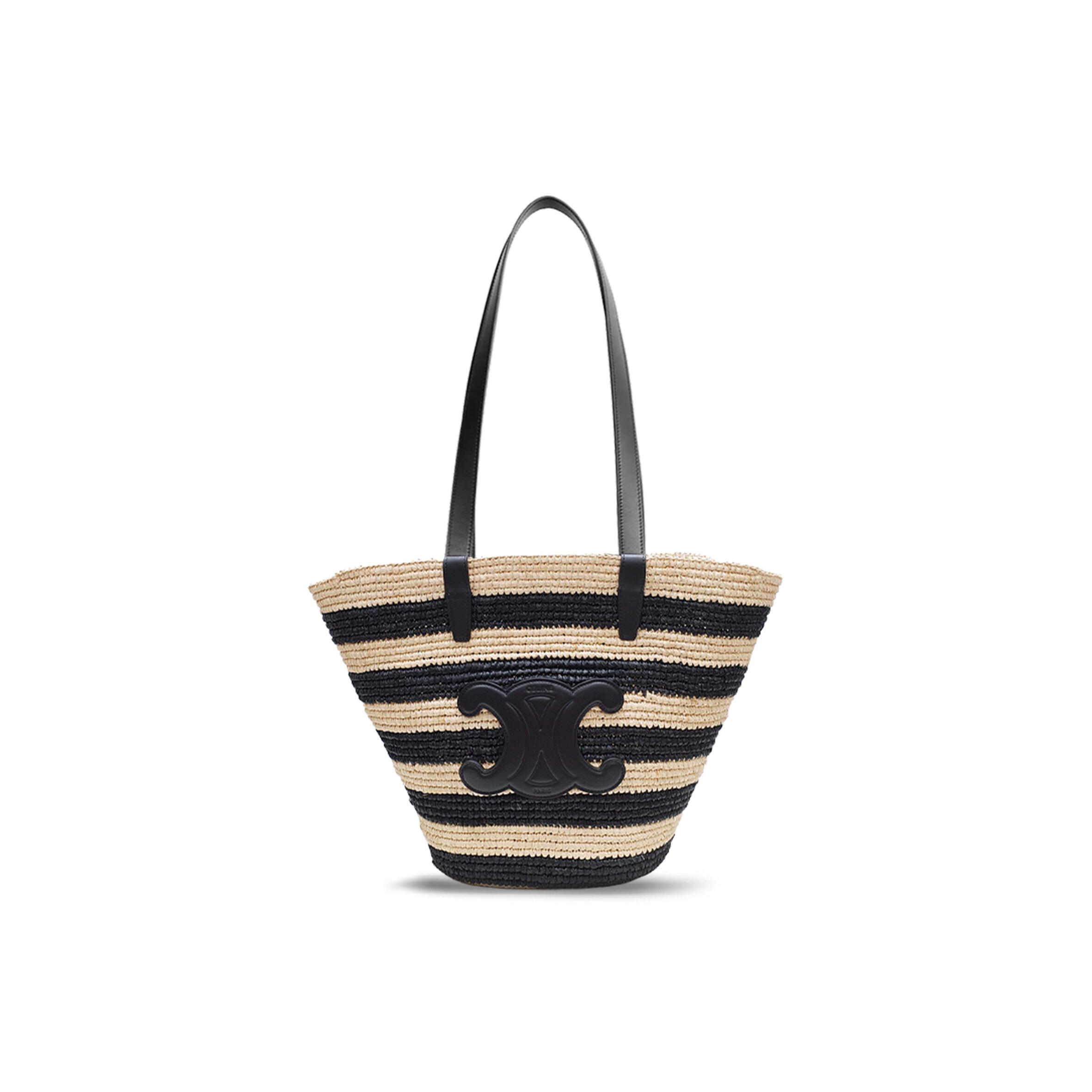ce**e medium S*pple ce**e classic panier in raffia and calfskin 114342ff7.07od (30*22*14cm)